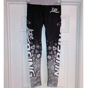 Stylish Love Nursing Graphic Black and Gray Leggings
